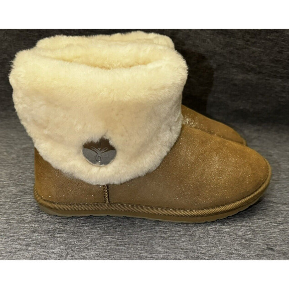 Emu Australia Fireside Metallic Slipper Boots Size 9